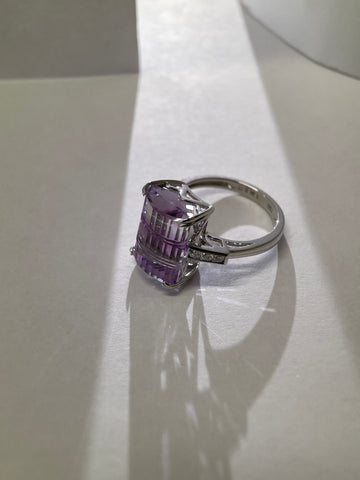 GGS Certified 7.94ct Bicolor Quartz &amp; Diamond Art Deco Ring