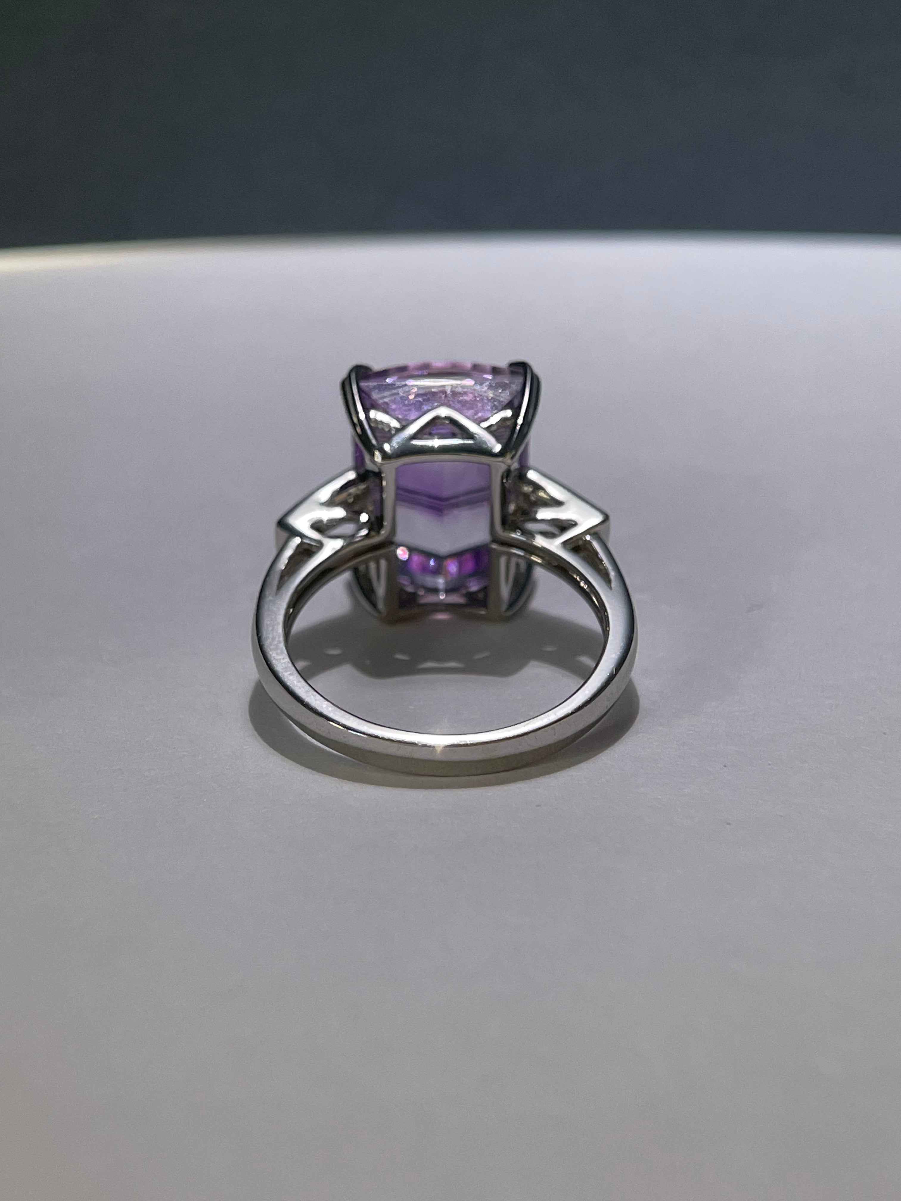 GGS Certified 7.94ct Bicolor Quartz &amp; Diamond Art Deco Ring