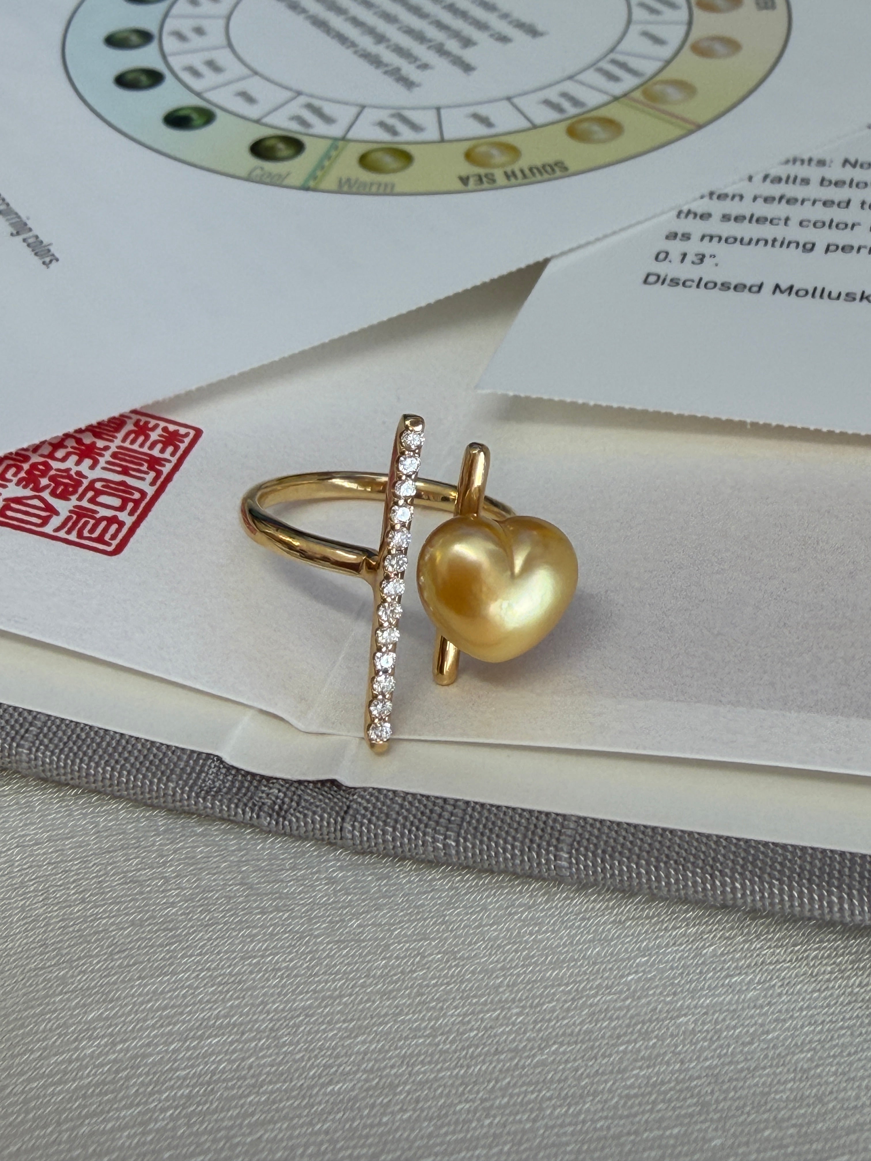 9mm Golden South Sea Cultured Pearl Ring