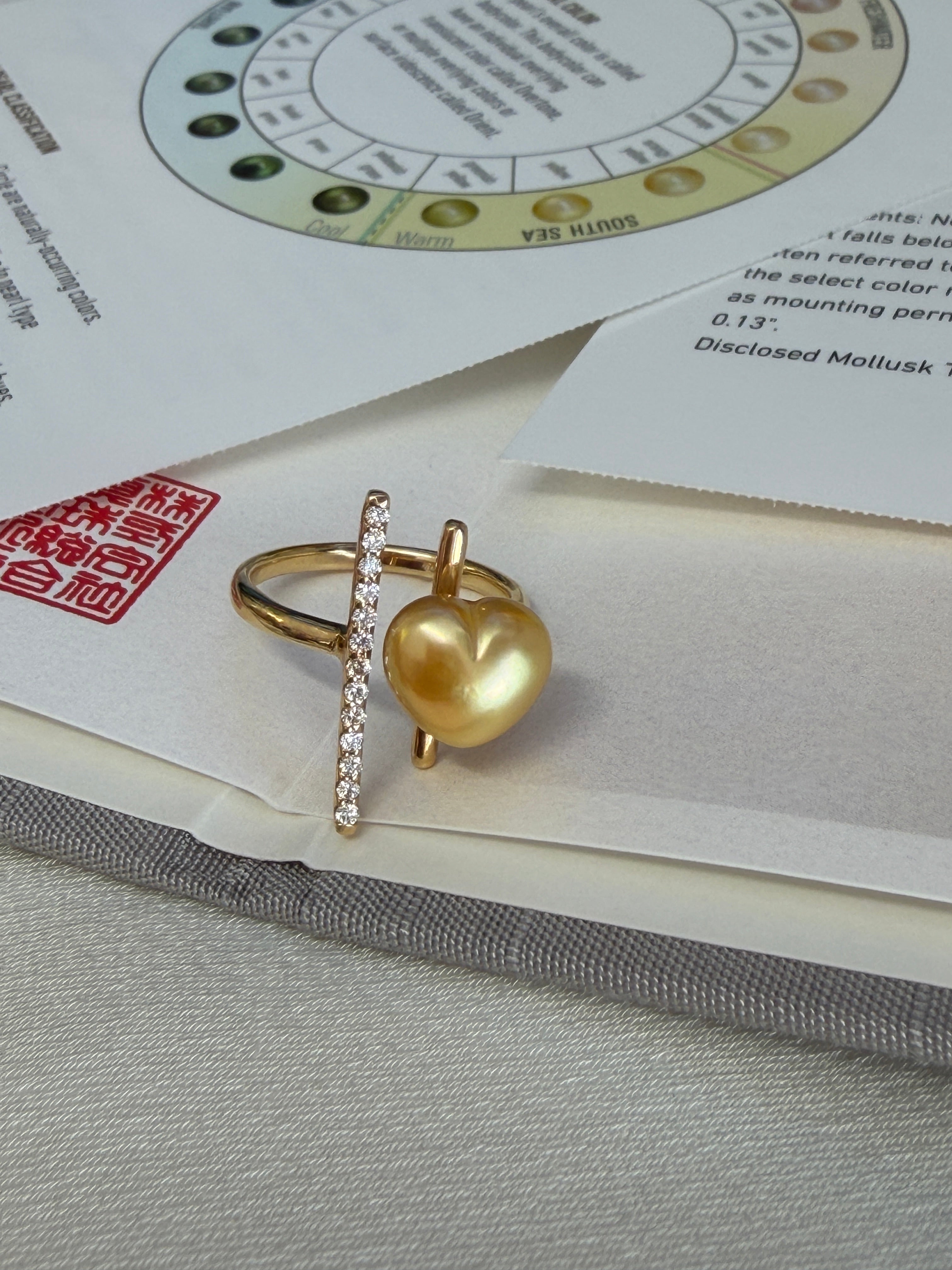 9mm Golden South Sea Cultured Pearl Ring