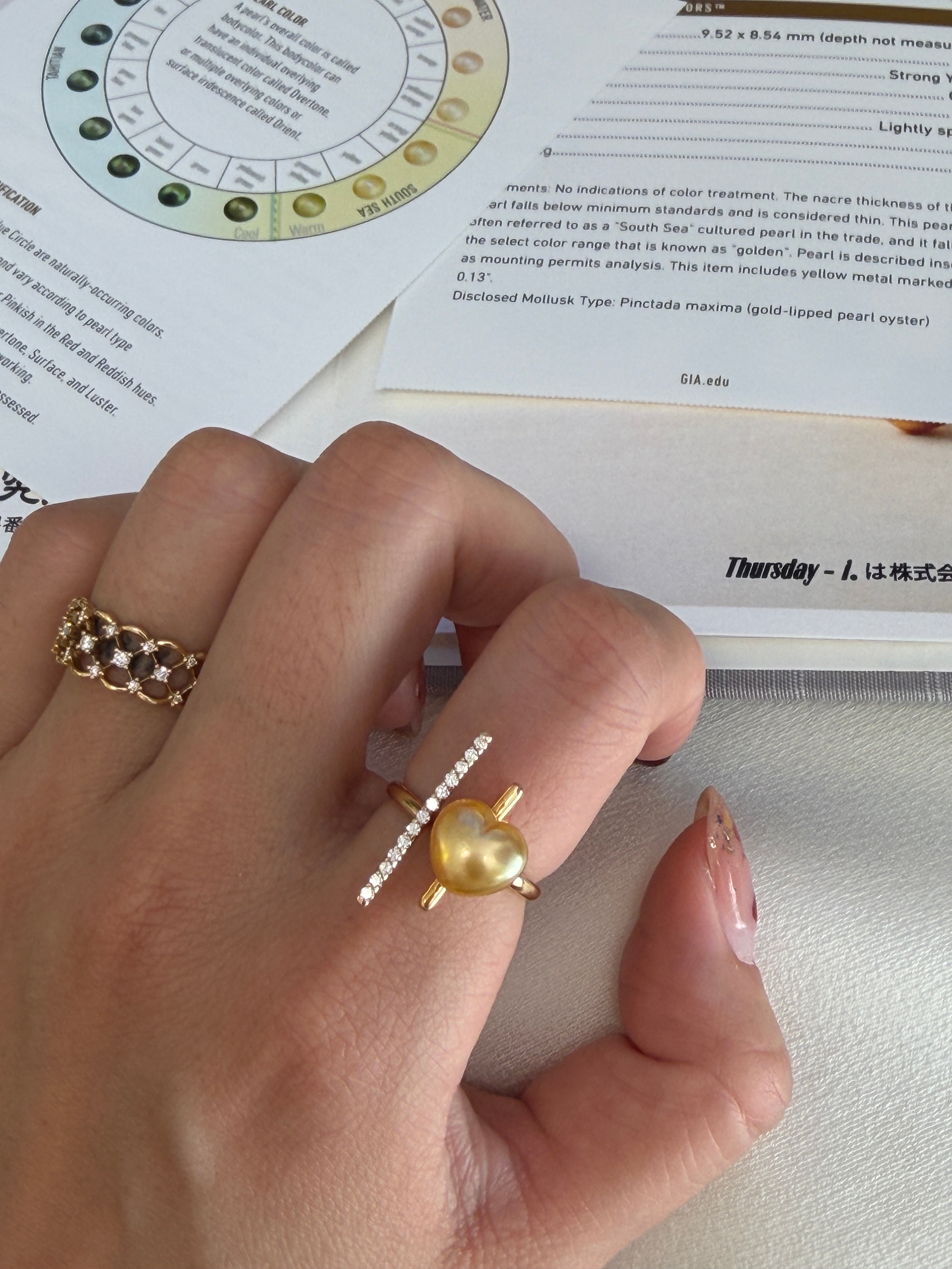 9mm Golden South Sea Cultured Pearl Ring