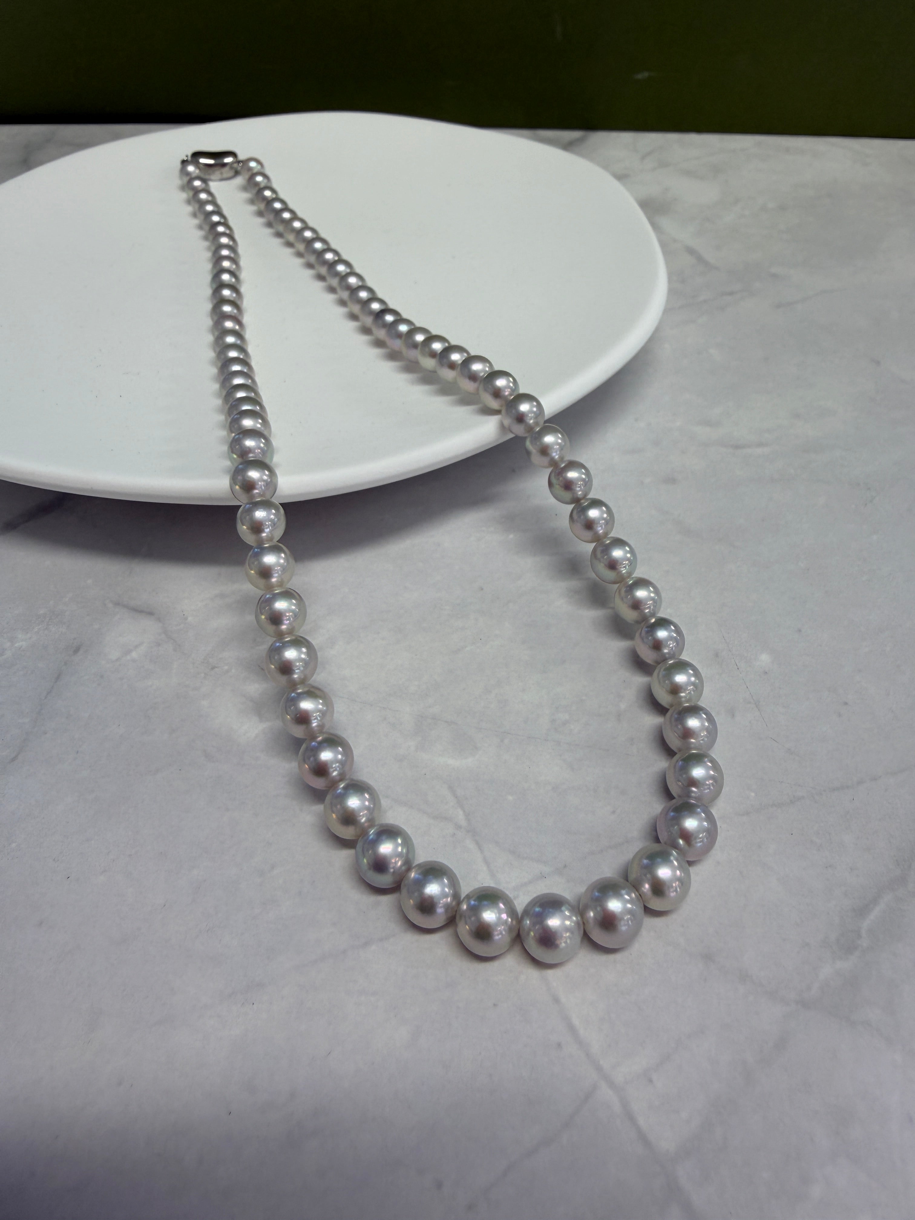 Certified 6.5-7mm Blue Rose Akoya Cultured Pearl Strand Necklace