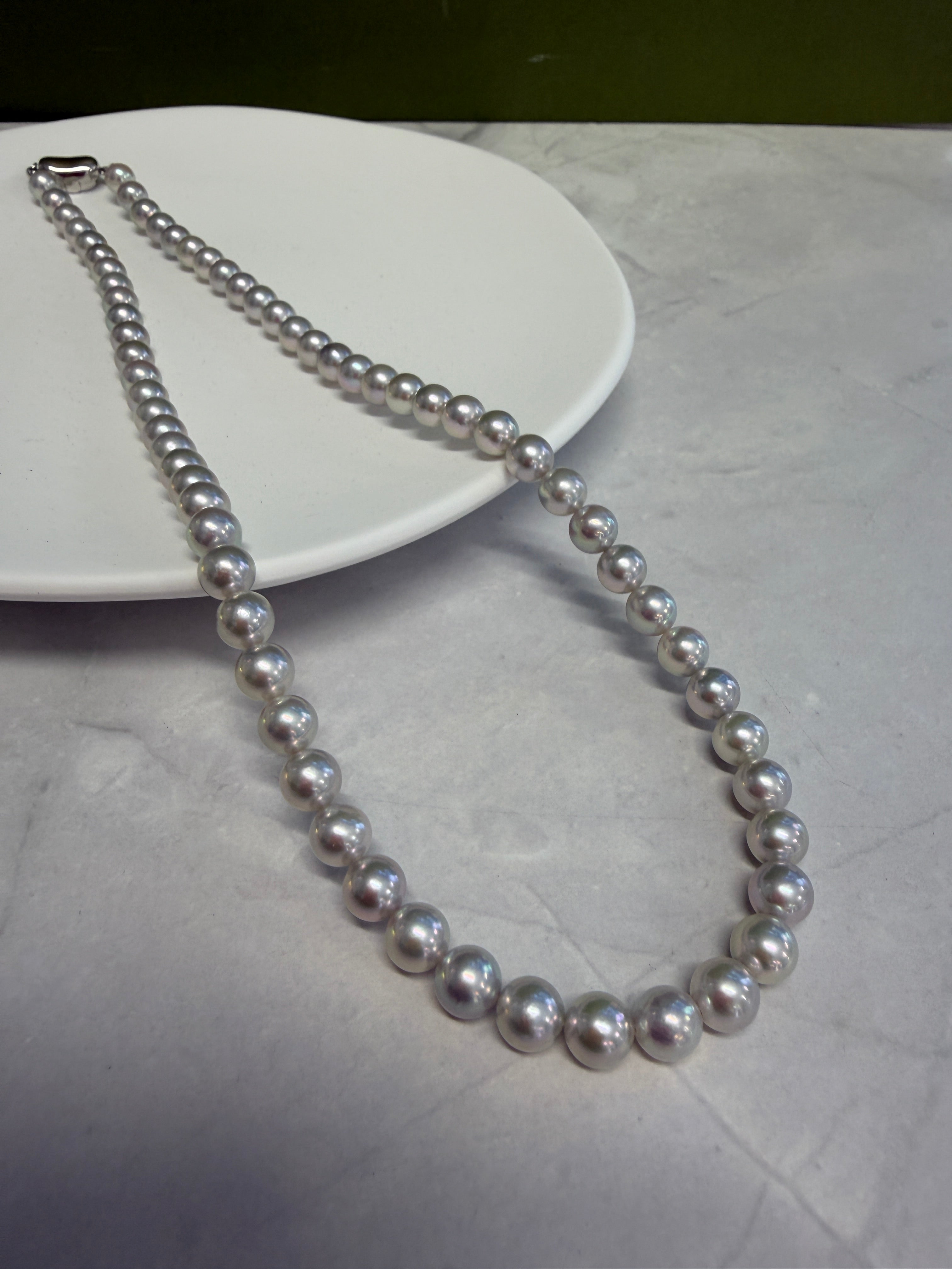Certified 6.5-7mm Blue Rose Akoya Cultured Pearl Strand Necklace