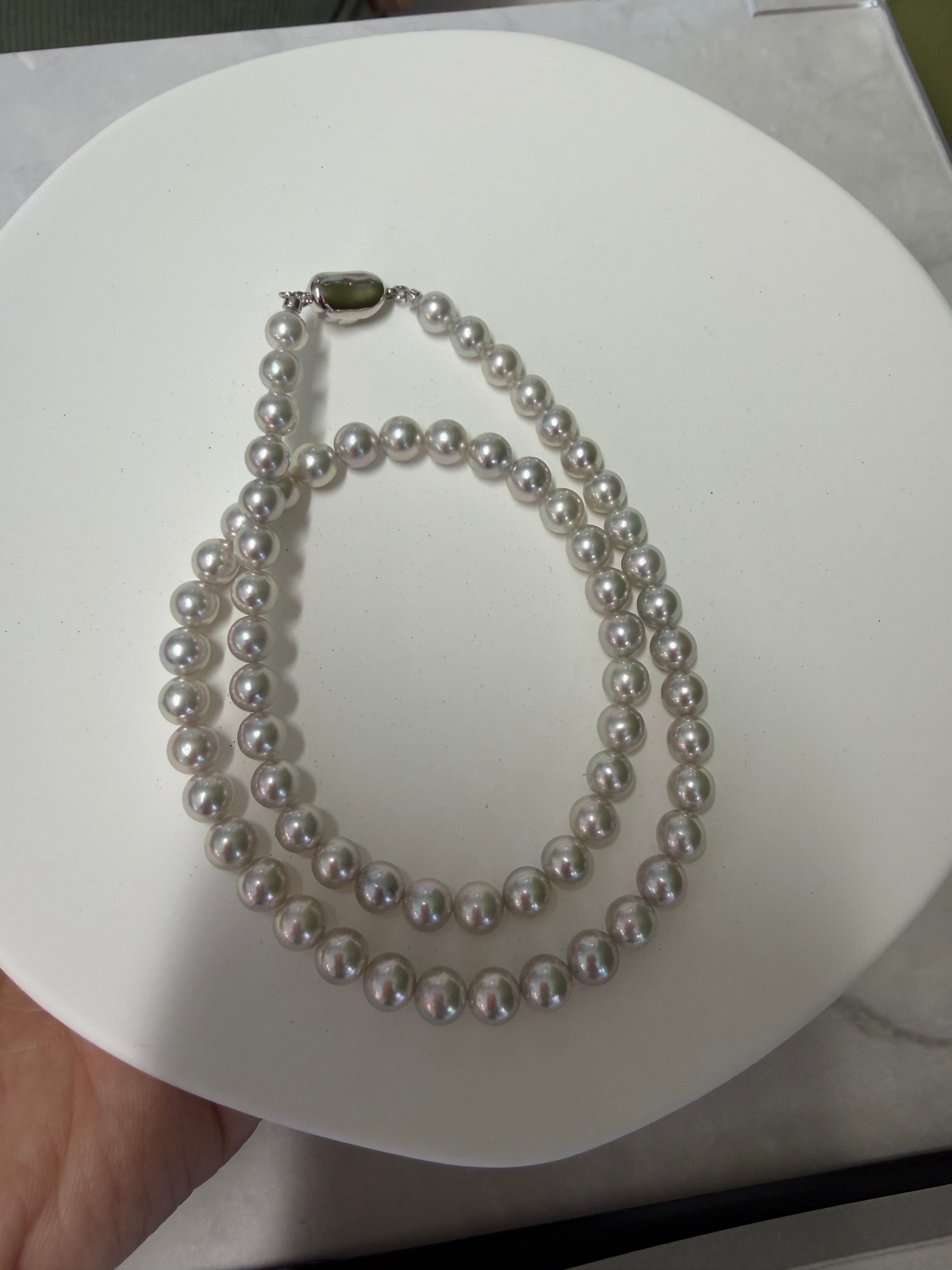 Certified 6.5-7mm Blue Rose Akoya Cultured Pearl Strand Necklace
