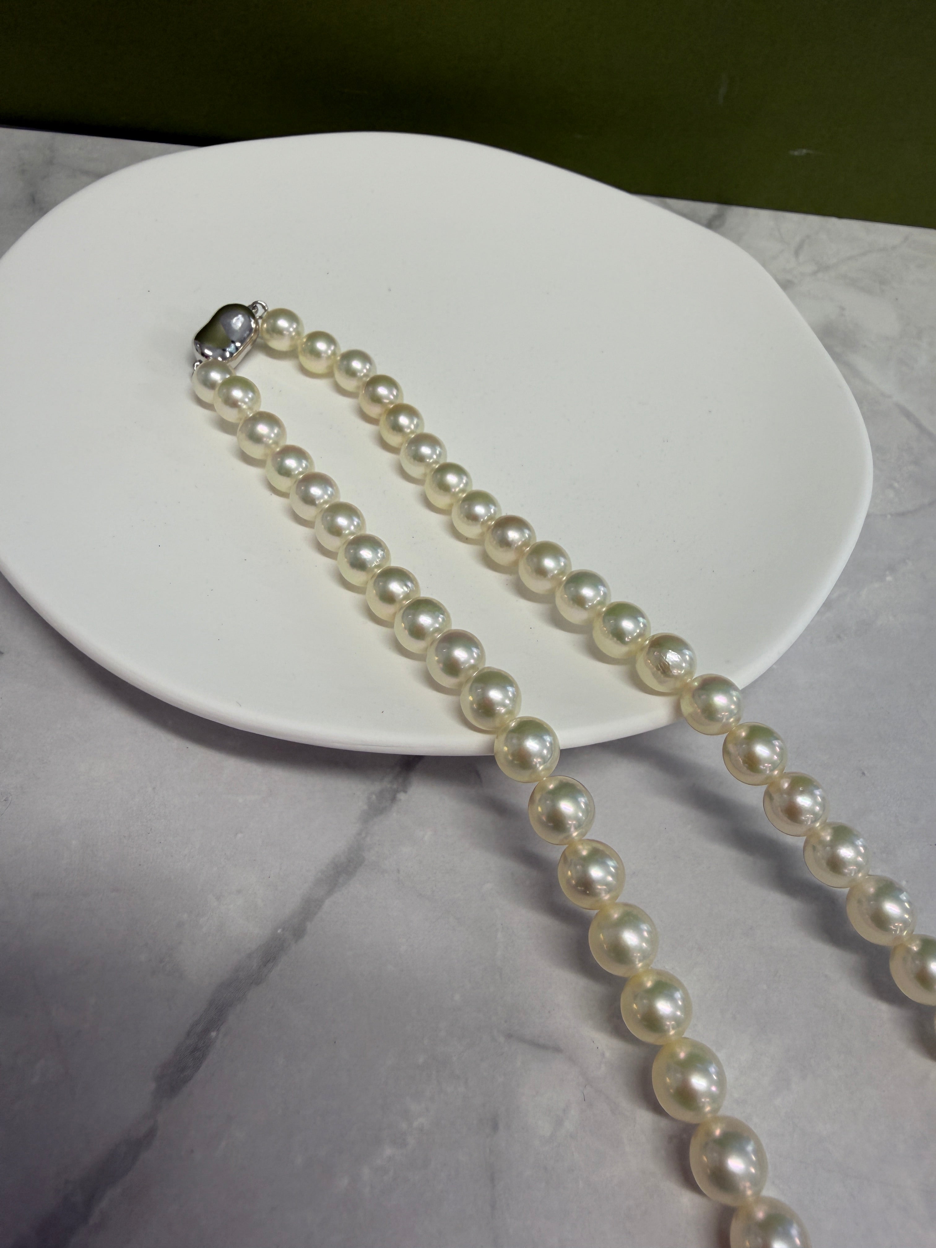 Certified 7.5-8mm Koshimono Akoya Pearl Strand Necklace