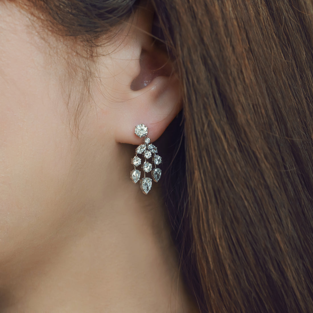 Chandelier Design Diamond Lab-Grown Diamond Earrings