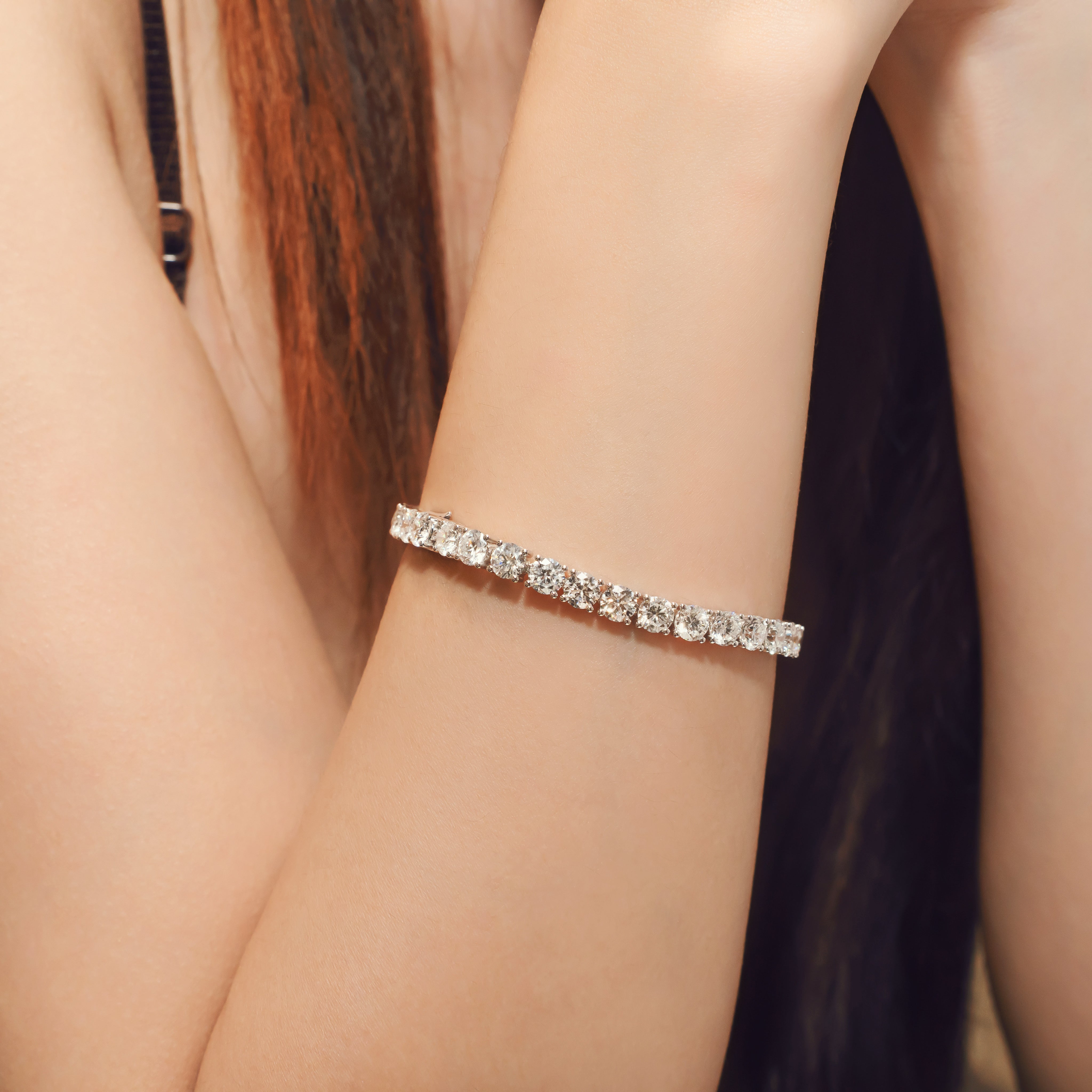 14K Gold Lab-Grown Diamond Round Brilliant Tennis Bracelet (≈0.53ct/p)