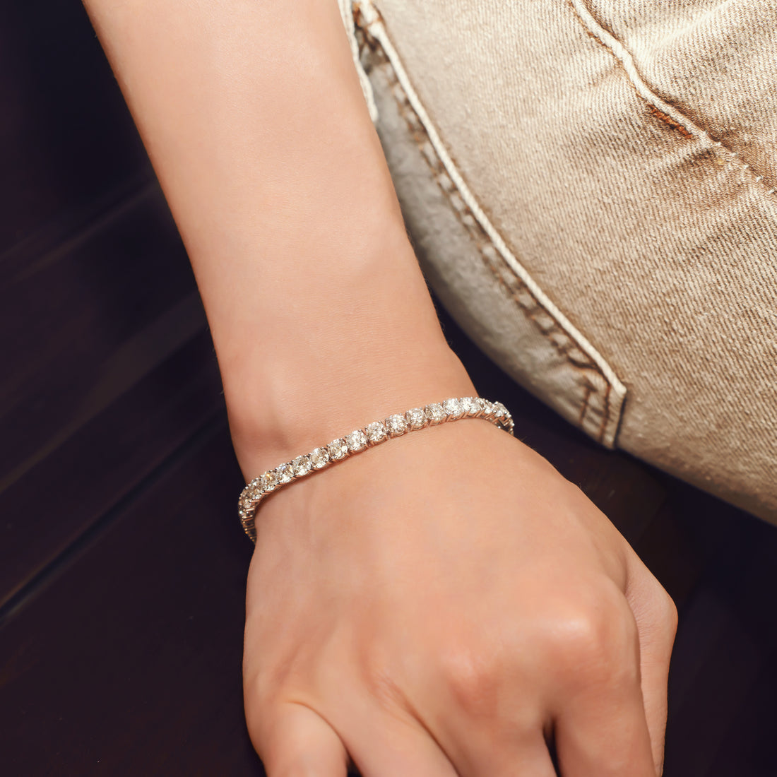 14K Gold Lab-Grown Diamond Round Brilliant Tennis Bracelet (≈0.28ct/p)
