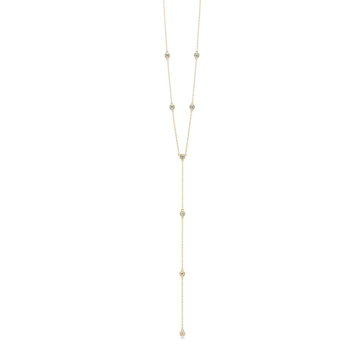 Dainty Diamond Station Y Necklace