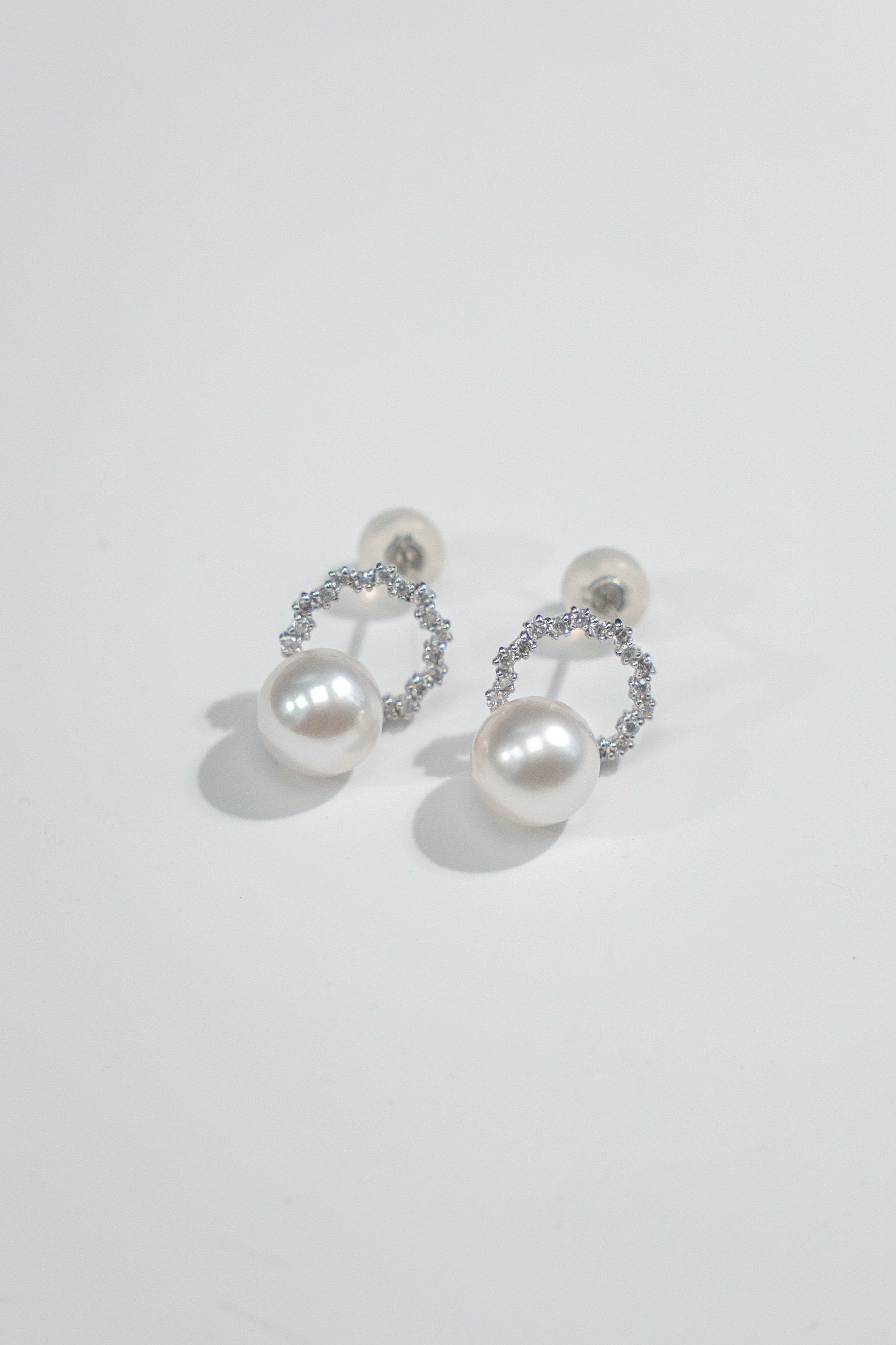 8mm Akoya Cultured Pearl Diamond Earrings