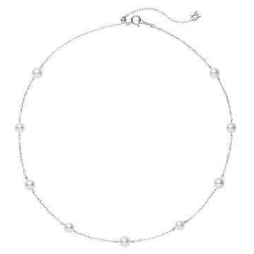 Mikimoto Akoya Cultured Pearl  Station Necklace White Gold